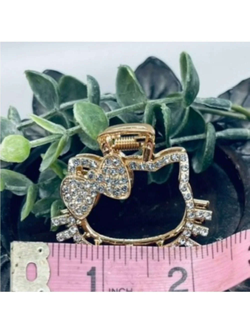 Crystal Bow Cat Hair Claw Clip - Gold Tone FINAL PRICE DROP